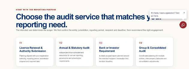 Audit services organised by business requirement.